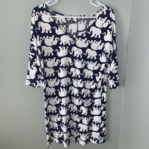 Lilly Pulitzer Navy Elephant Print T-shirt Dress